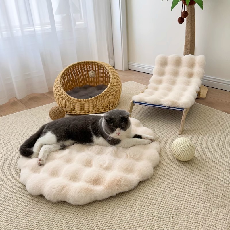 猫垫子睡觉用猫咪地垫踩奶软垫猫咪睡垫毛绒宠物圆形兔毛绒猫毛垫