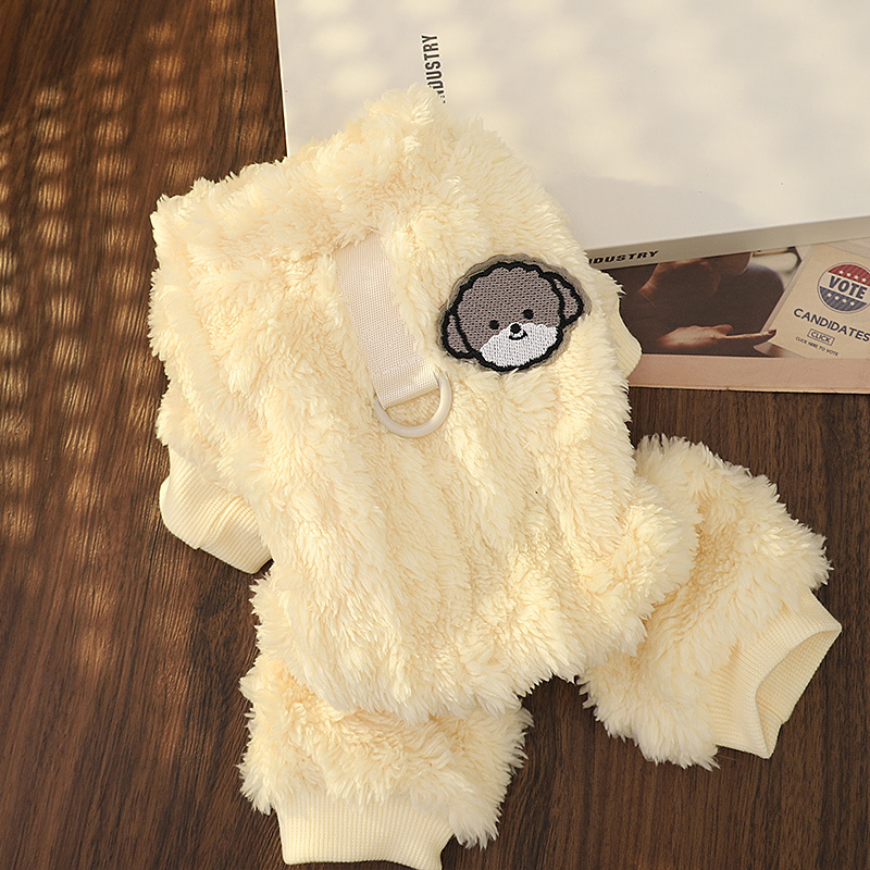 小型犬四脚外出可牵引冬季衣服狗狗冬季保暖简约风高颜值宠物冬装