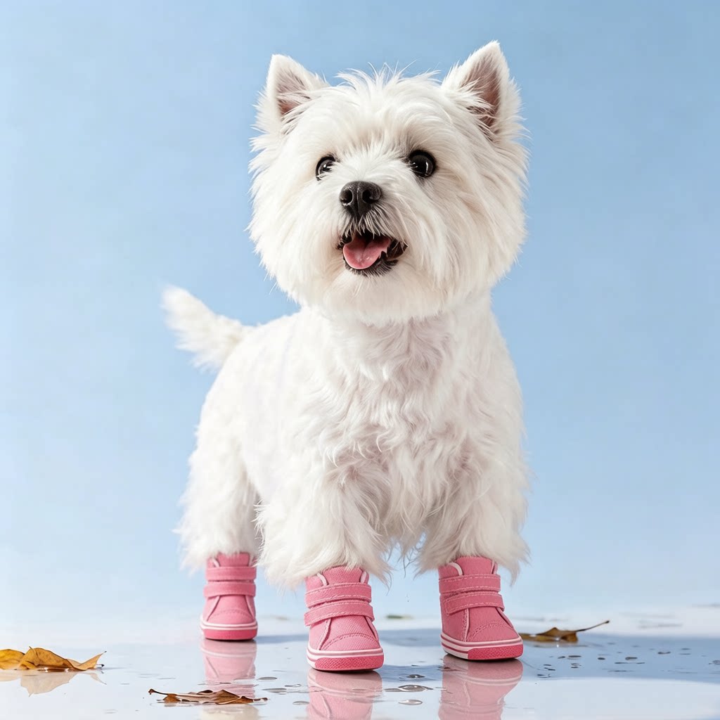 小狗狗鞋子秋冬季保暖外出加厚帆布鞋小奶狗防滑泰迪比熊粉色可爱