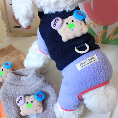 狗狗衣服2025新款冬小狗泰迪博美可牵引立体玩偶绒衣四脚棉衣棉服