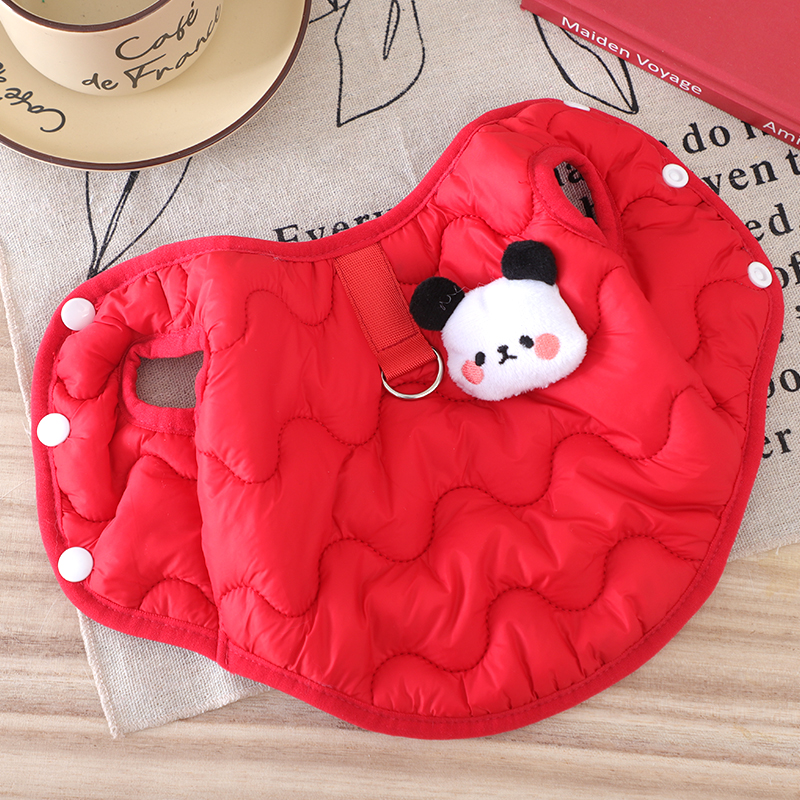 狗狗新年衣服2025新款冬防着凉加厚带牵引环棉马甲立体小熊棉背心