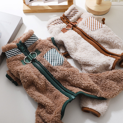 狗衣服2025新款宠物小狗冬泰迪博美棉衣加厚保暖外出可牵引四脚衣