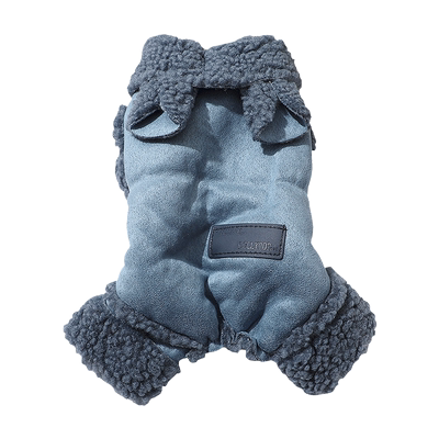 小体狗衣服比熊秋冬新款麂皮款加绒加厚小狗狗过冬保暖毛领四脚衣