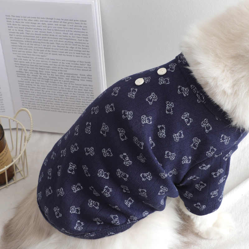 猫咪衣服秋季保暖幼猫防掉毛外出专用印花居家服睡衣布偶美短起司