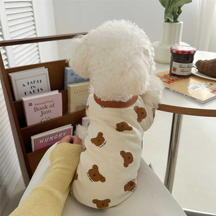 雪纳瑞 短袖 狗狗秋天衣服小狗秋季 防掉毛比熊幼犬两脚衣圆领秋冬款