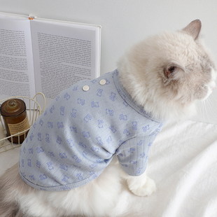 猫咪衣服秋季保暖幼猫防掉毛印花居家服睡衣布偶美短起司冬天短袖
