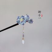 花重锦 卿子手作非遗绒花黑檀木发簪国风汉服手作绒花旗袍配饰