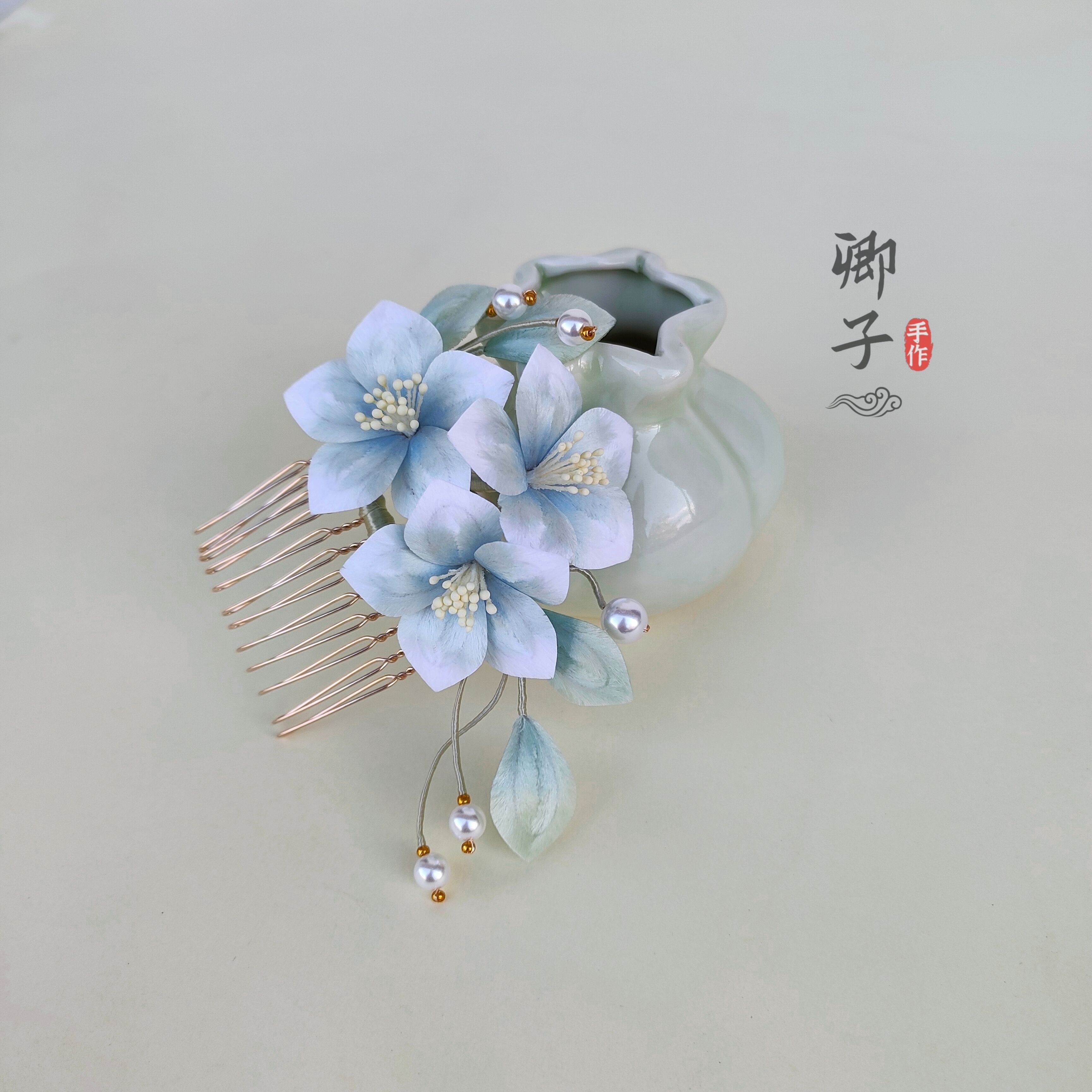 『清禾』卿子手作原创设计非遗绒花国风日常汉服簪花发饰纯手工