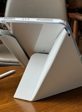 适用苹果2024ipadair6保护壳pro11无笔槽10代10.9亚克力12.9透明防弯air5防摔平板10.Y折2磁吸搭扣13英寸三折