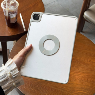 全包边圆环支架套 适用小米8平板pad7保护壳6spro12.4亚克力软胶透明无笔槽防弯防摔简约新款 磁吸单后壳