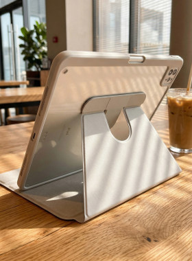 720旋转适用苹果2026ipadpro保护套air8平板9.7带笔槽10.2寸2018防弯透明11亚克力12.9代4软硅胶包边mini5壳3