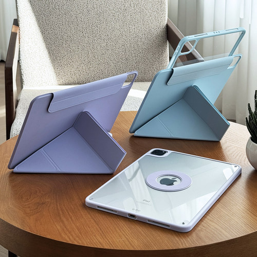 适用苹果ipadair8保护壳2025pro磁吸平板11代a16三y折透明亚克力防弯13皮套无笔槽mini7拆分10.2软胶包边壳4