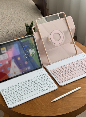 720磁吸适用苹果ipadair7蓝牙键盘保护套10.2平板11代无笔槽pro12.9亚克力防弯壳13透明5全包边m4鼠标套装