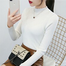 半高领毛衣白色修身针织衫