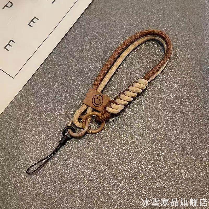 腕式钥匙扣撞色编织手机壳挂绳可背手机绳吊绳可调卡其色看女织编