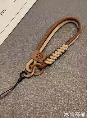 撞色编织手机壳通用挂绳短款手提