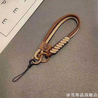 撞色编织手机壳通用挂绳短款手提