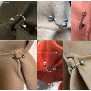 大衣风衣袖口装饰D型扣可拆卸马蹄金属螺丝扣女服饰一字V领扣