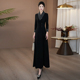 正式 气质超长裙199 长袖 场合端庄黑色连衣裙2025新款 今年流行爆款