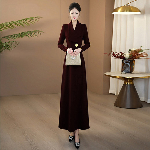 园子靓衣冬季加厚收腰大摆长裙