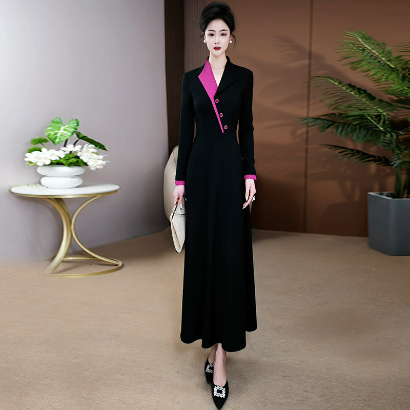 清仓正式场合连衣裙女黑色收腰显瘦春季轻奢高级感超长裙015,女装/女士精品,连衣裙,淘宝优惠券,粉丝福利购,淘宝优惠卷