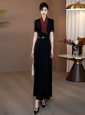 清仓捡漏黑色连衣裙收腰气质2025夏季新款今年流行爆款超长裙107