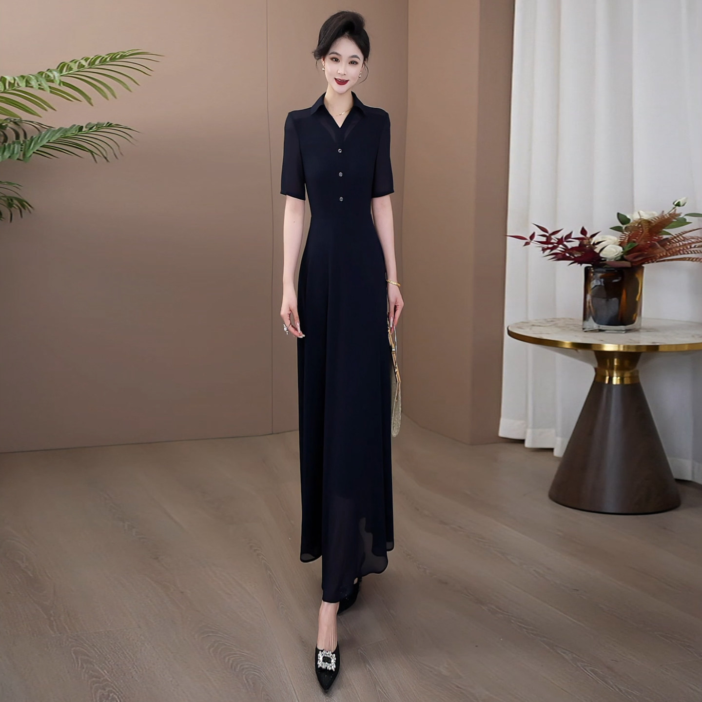 清仓高级感连衣裙女夏2026新款新中式优雅气质显瘦长裙连身裙450