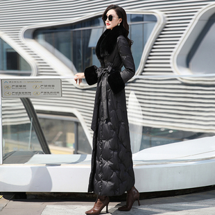 白鸭绒6167 小众大翻领高端奢华超长款 黑色羽绒服女冬新品 气质修身