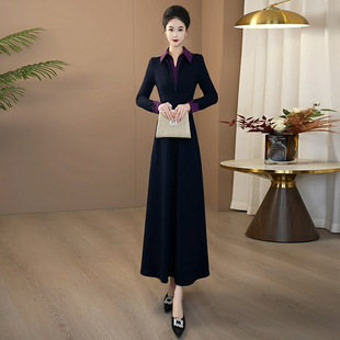 高端简约时尚大气秋冬连衣裙2025新款显瘦修身大摆气质长裙228