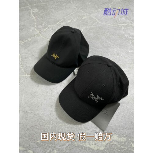 现货正品Arcteryx始祖鸟Logo刺绣黑金粉红紫色棒球帽鸭舌帽子男女