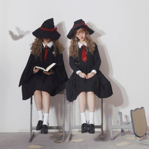 万圣节小魔女斗篷披风巫师帽女巫