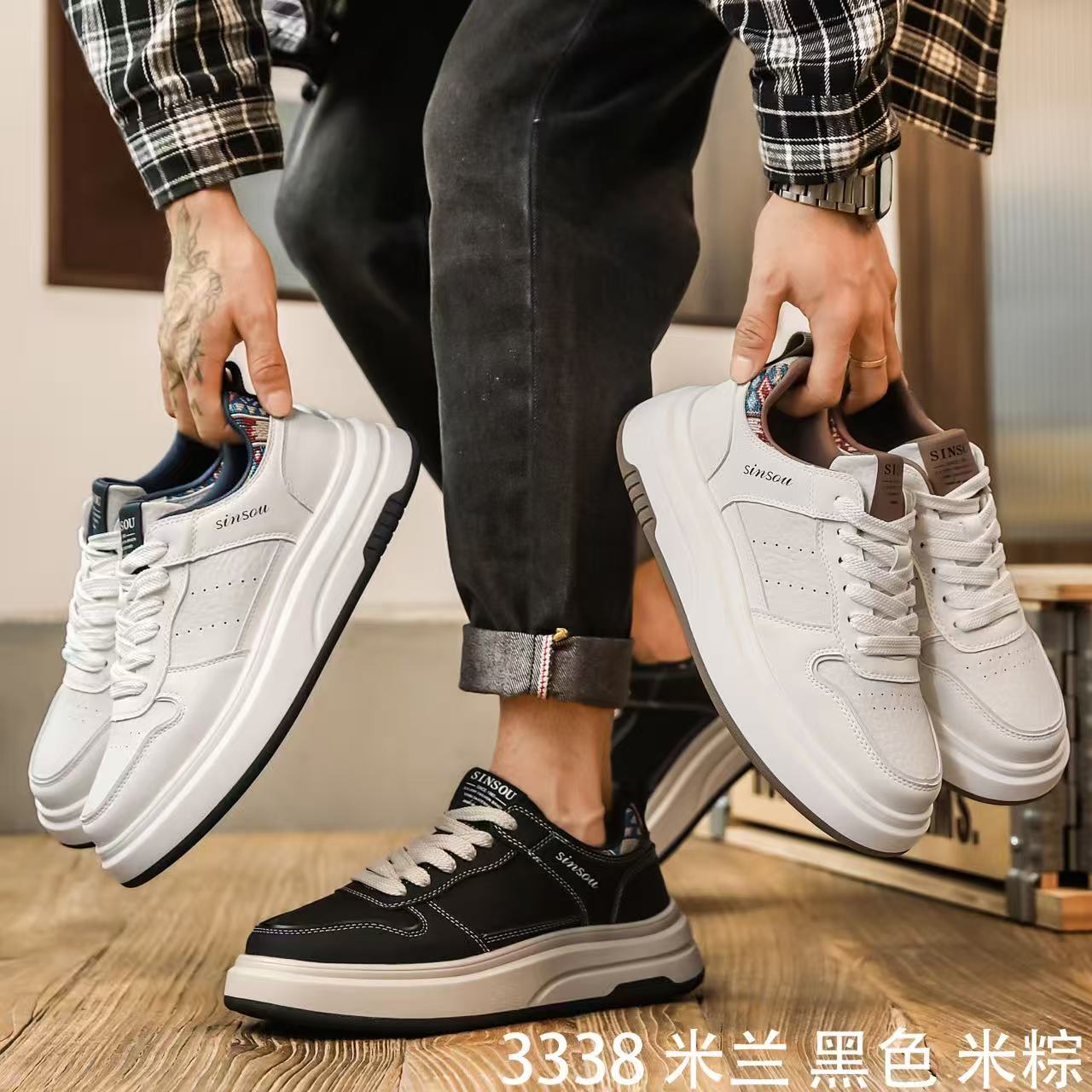 欧洲站2025秋冬松糕厚底运动跑步鞋小白鞋板鞋韩版休闲鞋男鞋3338