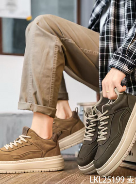 欧洲站2025冬松糕厚底高帮板鞋运动鞋韩版休闲防水男马丁靴25199