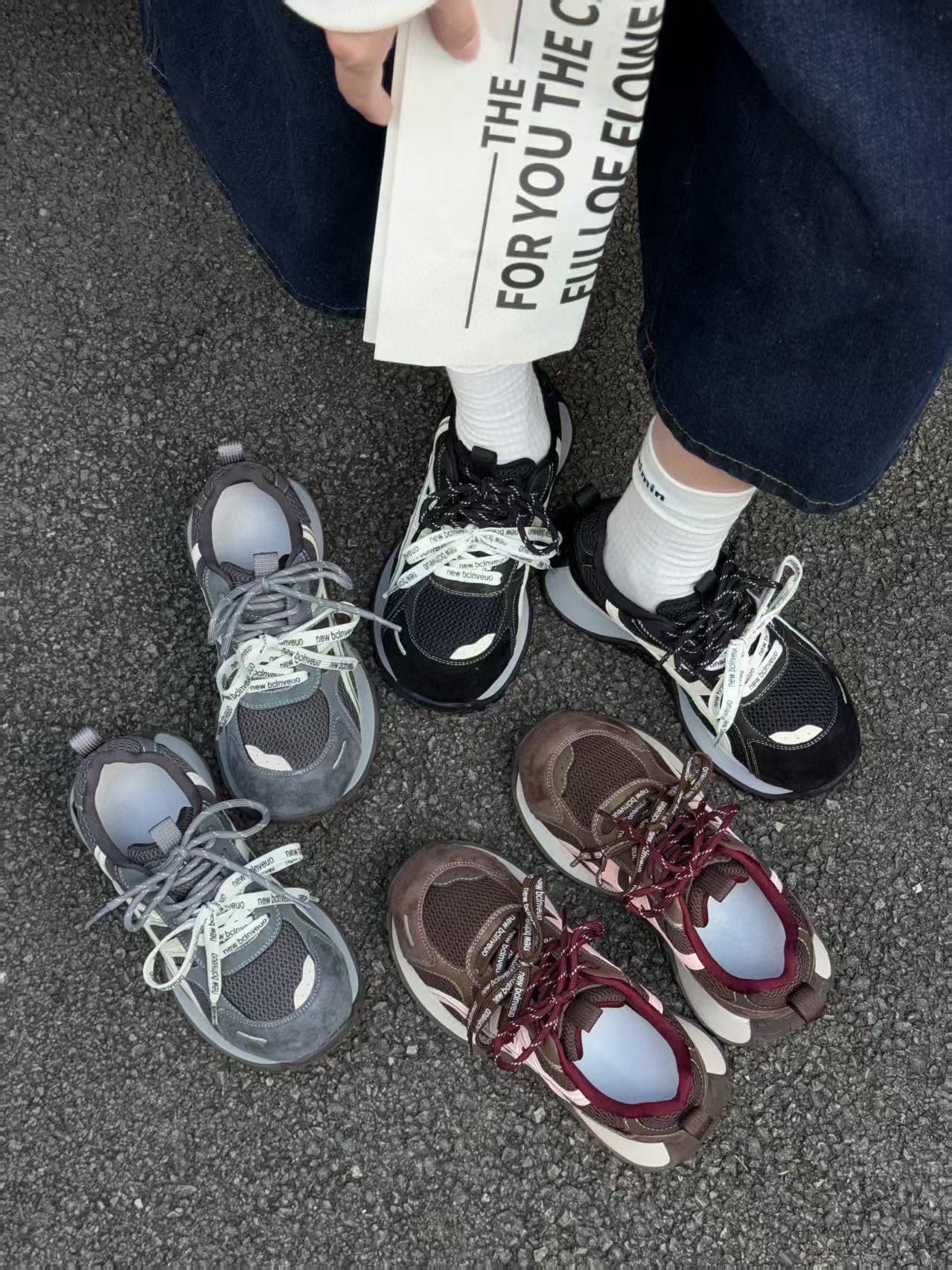 米新款2025秋松糕厚底增高老爹鞋透气网面运动休闲鞋百搭女鞋2537