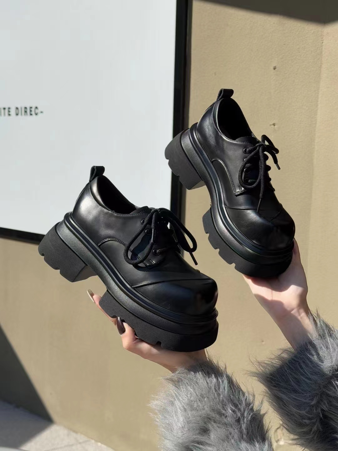 米新款2025春松糕厚底大头英伦风百搭乐福鞋小皮鞋玛丽珍单鞋8710