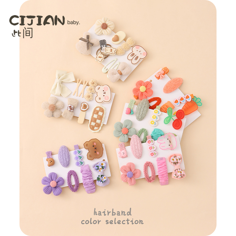 儿童春秋款布艺花朵刘海边夹