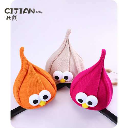 韩版男童秋冬季保暖大眼睛尖尖帽