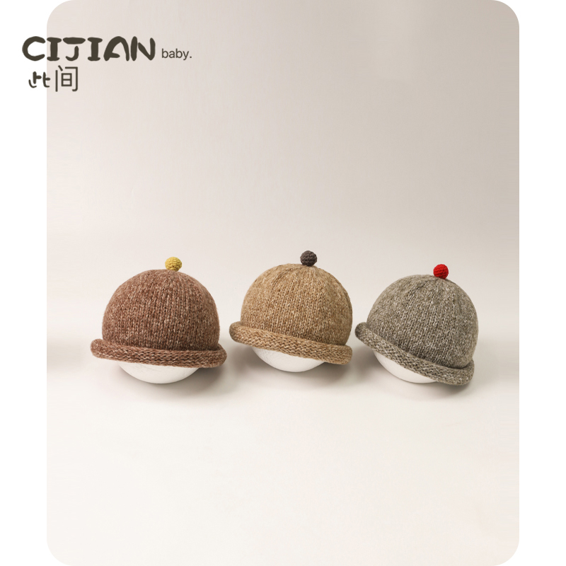 宝宝秋冬季卷边保暖针织帽