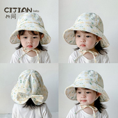 男宝女宝防晒帽宝宝ins风渔夫帽 薄款 儿童帽子春秋款 婴儿盆帽夏季