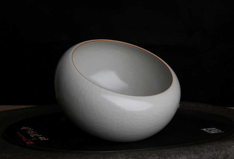 台湾柏采汝窑茶洗冬青釉月白 柏采窑 SR-108E汝瓷开片 苍圆水洗建