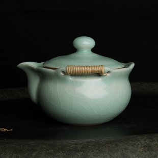 台湾柏采汝窑手抓茶壶豆青釉 柏采窑 CB-101 蕴玉壶开片汝瓷盖碗