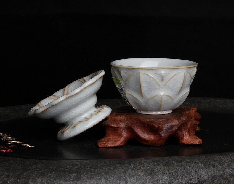 台湾柏采汝窑茶滤冬青釉月白 柏采窑JR-107E金玉兰凝茶漏汝瓷开片