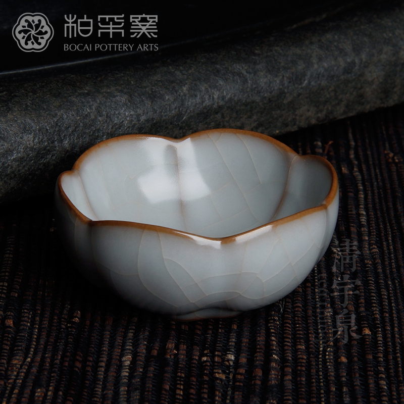 台湾柏采汝窑茶杯 冬青釉月白 柏采窑 BR-102E 莲花杯 品杯主人杯