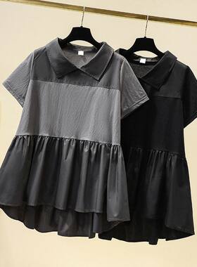 大码300斤韩版娃娃领衬衫女夏