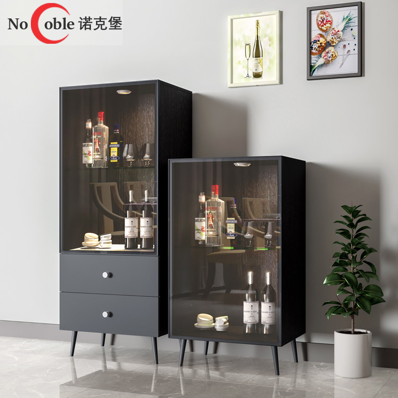 北欧小酒柜现代简约小型靠墙红酒柜餐边柜轻奢玻璃柜小型展示柜