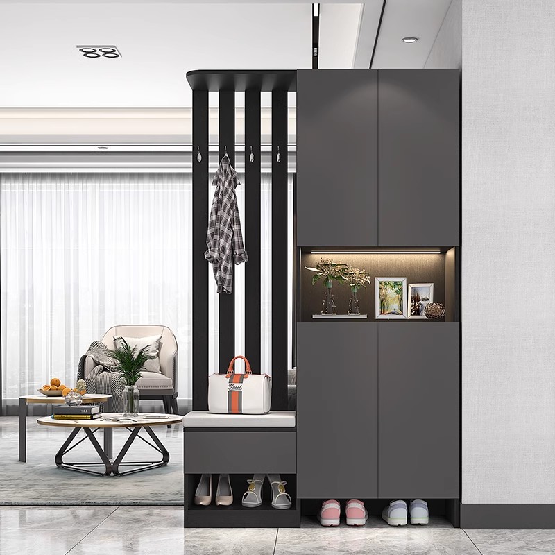 进门玄关柜一体轻奢客厅