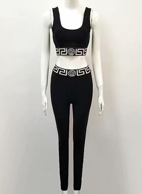 herve leger黑色时尚提花弹力紧身两件套绷带礼服欧美名人晚装