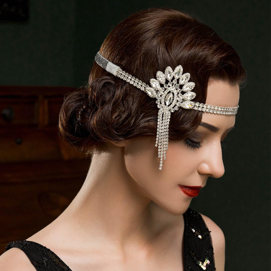 闪钻发带流苏发饰复古女