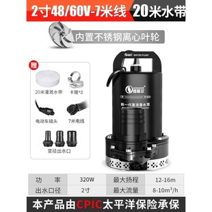 12伏直流潜水泵48V72V电瓶家用电动车抽水机灌溉农用小型抽水泵