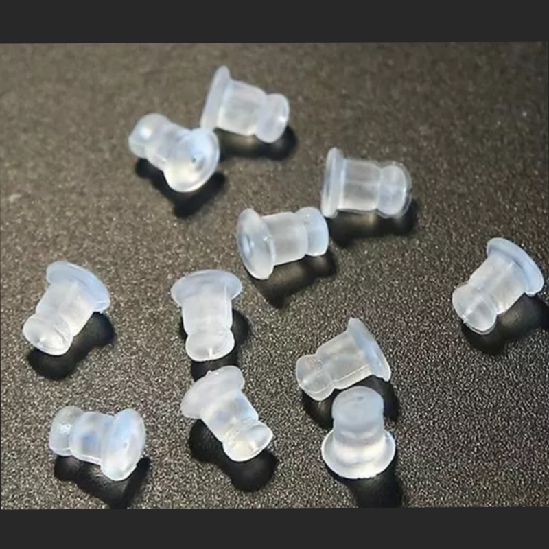 耳堵进口防过敏塑料耳堵耳塞纯银耳堵耳钉后堵头硅胶耳堵皮堵耳帽